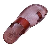 Unisex Adults/Children Genuine Leather Biblical Sandals / Flip flops (Jesus - Yashua) Finger Style - Holy Land Market Camel Trademark