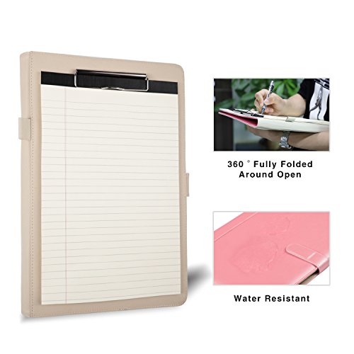 Padfolio Business/Resume Portfolio, AHGXG Leather Folder with Clipboard Document Organizer with Paper Clip, Legal Writing Pad, Pen Holder, Magnetic Closure and Pockets Contrast Stitch for Interview