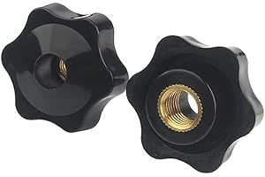 Oneyijun 10 Pcs M5 Head Diameter 32mm Black Plastic Star Shape Head Female Thread Clamping Knob Shape Hand Knobs Nuts Grip Through Hole Nut Handle Machine Tool