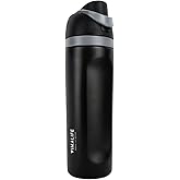 VIMALIFE 24oz/710 ml Insulated Stainless Steel Water Bottle with Straw, Leak-Proof BPA Free Sports Water Bottle, Keeps Cold 24H, Hot 8 to 12H, Ideal for Home, Gym, Travel, School & Office, Black