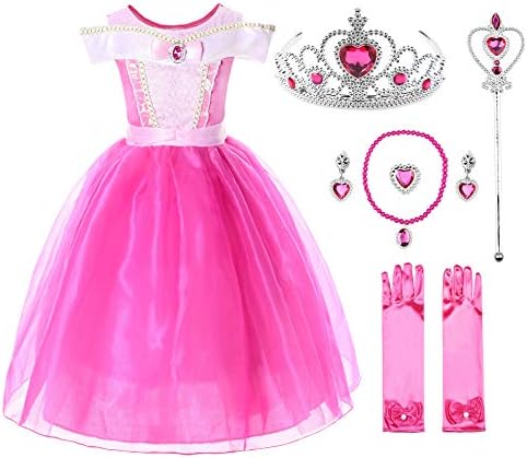 JerrisApparel Girl Princess Costume Dress, Size 6, Purple with Accessories, Model JEA2374-ACC-6T, Perfect for Birthday Parties