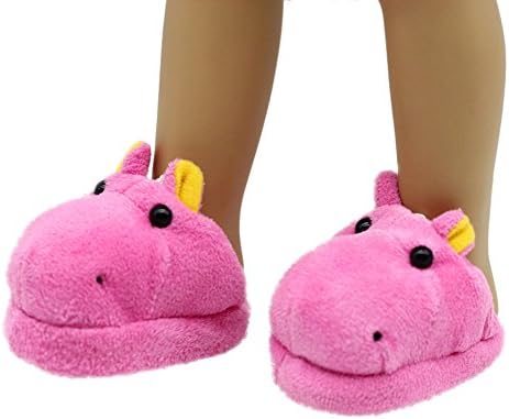 Winter Cute Animal Plush Slippers Shoes for 18 Inch American Doll Accessory Girl's Toy Boy Girl Toy Learning Develop Intelligence Skills Educational Cheap Hot Sale (Hot Pink)