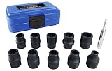 Astro Pneumatic Tool 7411M 11 Piece 1/2" Dr Metric Flank Bite Damaged Fastener Impact Sockets