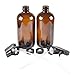 Two Amber Glass Spray Bottle Bottles with Black Trigger Sprayer.16 oz Refillable Bottle for Essential Oils,Cleaning Products,Aromatherapy,Organic Beauty Products.Stream and Spray Settings Available