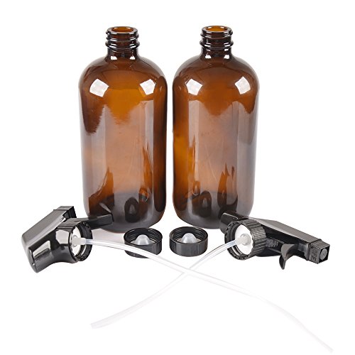 image for StarSide Two Amber Glass Spray Bottle Bottles with Black Trigger Spray