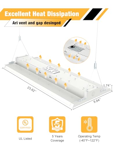 JC-LGL LED Linear High Bay Light, 210W High Bay Shop Lights Fixture, Compatible with Industrial 120-277V, 31500LM Linear High Bay Light for Shop Garage Warehouse, UL Complied, 4 Pack, White