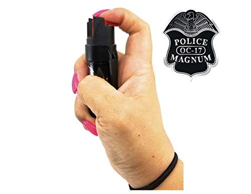 POLICE MAGNUM Pepper Spray Police Strength Self Defense OC Black Pepper Spray Set 6 Pack 0.5 oz Twist Top Pocket Clip UV Identifying Dye - Pepper Sprays Self Defense for Women Multiple Blasts 12ft - Thumbnail 2
