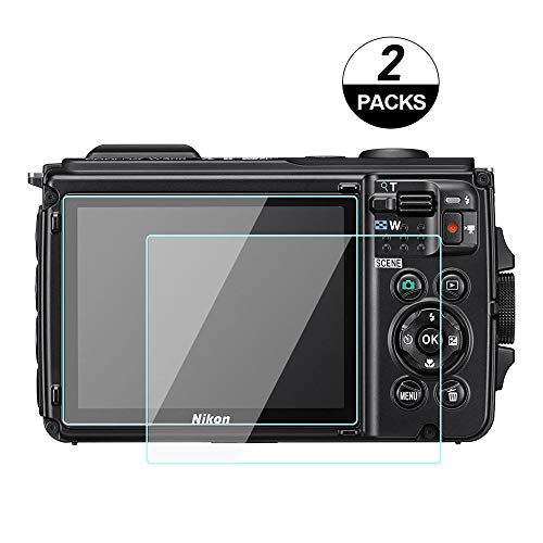 WH1916 Glass Screen Protector Foils Compatible for Nikon W300 W300S Waterproof Underwater Digital Camera, Tempered Glass Film Anti-Bubble Anti-Scratch Anti-Finger for Nikon w300 w300s Camera (2 Pack)
