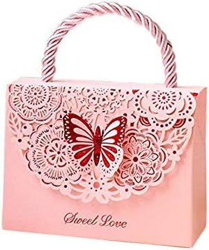 SOMADE Pink Candy Boxes Laser Cut Flower Butterfly Small Party Favor Box,Party Decorations Supplies,Pack of 20