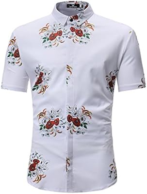 camisa blanca flores hombre
