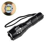 PeleusTech Handheld Flashlight LED Cree Flashlight XML T6 Super Bright 5 Modes Zoomable Focus Adjustable Lamp Water Resistant Camping Torch