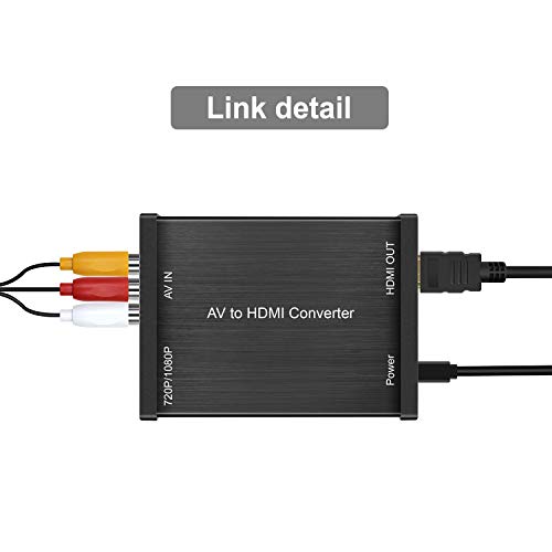 RCA to HDMI Converter, AV Composite to HDMI Adapter for Nintendo 64, WII, WII U, SEGA Video Games, PS2/PS3, Xbox, VHS, VCR, Blue-Ray, DVD Players, Projector - Thumbnail 3