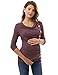 PattyBoutik Mama Cowl Neck Buttons Maternity Tunic Top (Heather Burgundy Large)