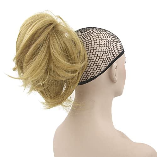 IMISSU Curly Flexible Claw Ponytail Hairpieces Synthetic Clip In Hair Extensions Little Pony Tail Hair Pieces (Honey Blonde)