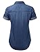 JJ Perfection Women's Chambray Denim Short Sleeve Button Down Blouse