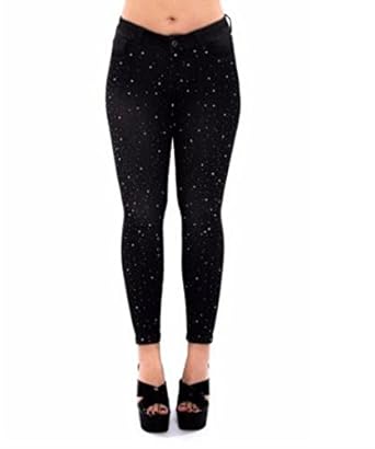 ladies black sparkly jeans