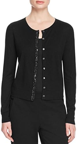 Magaschoni Womens Silk/Cashmere Blend Embellished Cardigan Sweater Black S
