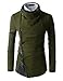 (GD93) Slim Stylish Unbalanced Metallic Leather Point Knitted Cardigan Sweaters Khaki US L(Tag Size XL)