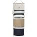 YOUOR Linen Cotton Fabric Wall Door Closet Hanging Storage Bag 3 Pockets Over The Door Organizer (Navy Blue)