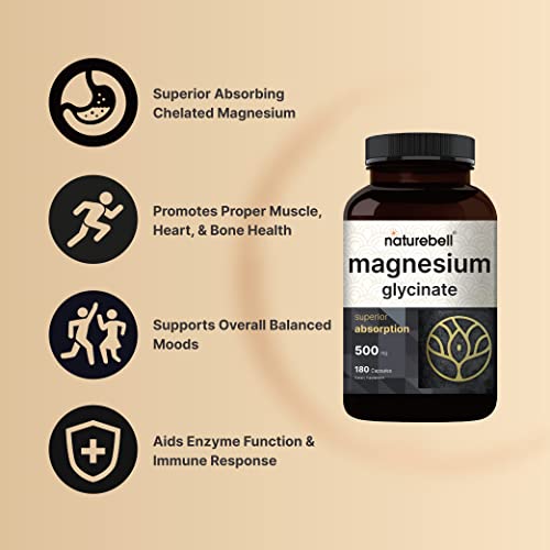 Double Strength Magnesium Glycinate 500mg, 180 Capsules, 100 Chelated