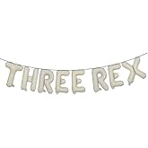 Multicolor Three Rex Balloons - 16 Inch Dinosaur Birthday Party Decorations | Dinosaur Birthday Party Supplies (3 REX Cream)