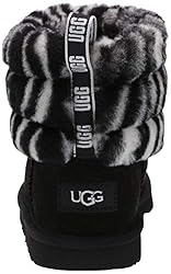 UGG T Fluff Mini Quilted Zebra Boot, Black
