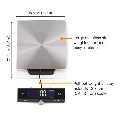 Polder Digital Stainless Steel Kitchen Scale, 22 Lb Capacity on Galleon