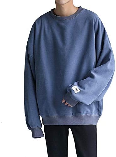 JianGuiNice05 Men's Round Neck Pullover Sweater Korean Version of The Trend Loose Long Sleeves