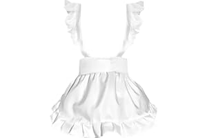 White Maid's Apron Sweet Ruffle Apron Cute Work Apron for Kitchen Cooking Coffee Making and Home Gardening Accessory