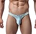 Youngbox Men's Thong G-String Sexy Mesh See Through Briefs Underwear, US L/Asia Tag XL(Waist 31-34), Light Blue
