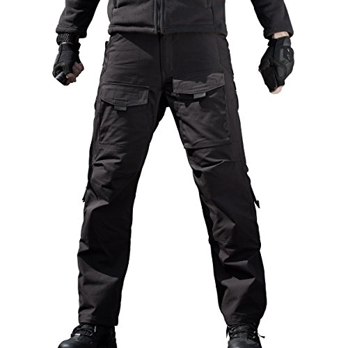 FREE SOLDIER Outdoor Men Teflon Scratch-resistant Pants Four Seasons Hiking Climbing Tactical Trousers (Black, L)