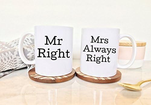 Skinified Mr Right and Mrs Always Right(2 Mugs) Couples Mug Gifts, Wedding Mugs, Engagement Mugs, 11-Ounces, Ceramic