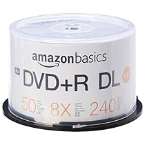 AmazonBasics 8.5GB 8x Blank Disks DVD+R DL - 50-Pack Spindle