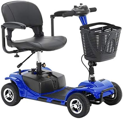 Premium 4-Wheel Travel Mobility Scooter Portable and Foldable, Blue&Black(Battery Included))