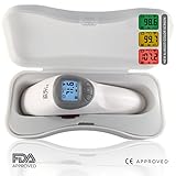 Zoe+Ruth Digital Infrared Non-Contact Forehead Fever Alert Thermometer with case. Suitable for Baby, Toddlers and Adults with Instant Results & CE and FDA approved