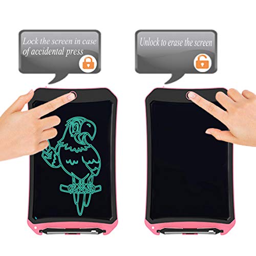 JRD&BS WINL LCD Writing Tablet for Kids Toys for 5-16 Years Old Girls,Boys,8.5 inch Drawing Board with Lock Erase Button for Adults for School and Office as Arithmetic,Charts or Message Boards(Pink D) - Thumbnail 3