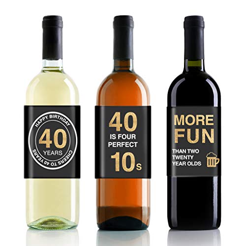40th-Birthday-Wine-Bottle-Labels-Stickers-Present-40th-birthday-decorations-For-Men-or-WomenCheers-to-40-Years-12pack