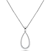 BERRICLE Sterling Silver Teardrop Pendant Necklace for Women, Rhodium Plated 18 inch