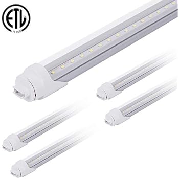 ONLYLUX 8ft Led Bulbs F96t12 HO T12 Led Bulb Replacement R17D Socket Fluorescent Fixtures, 40W 4000LM 6500K Daylight, Clear Lens, Garage Workshop (4 Pack)