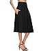 YiLiQi Women's Pocket Basic Solid Stretch Fold-Over Flare Midi Skirt