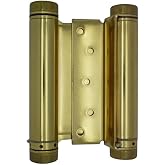 Swinging Cafe Doors - 6" Double Action Hinge &ndash; Heavy Duty Door Hinges for Saloon &amp; Cafe Bar Swinging Doorways &ndash; Commercial Grade, Adjustable Tension for High Traffic Use, Polished Brass, 1 Unit