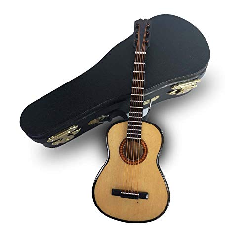LS Classical Guitar Christmas Ornament, Acoustical Wooden Music Instrument, Mini Toy Guitar Musical Instrument Miniature Dollhouse Model Home Decoration with Case (6.3" Classical Guitar)