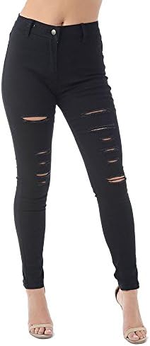 New Womens Stretch Extreme Ripped Skinny Jeans Denim