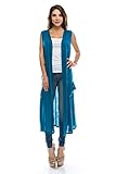 Nelly Aura Open Duster Sleeveless Long Cardigan Vest w/ Pockets - MADE IN USA - All Sizes + Colors