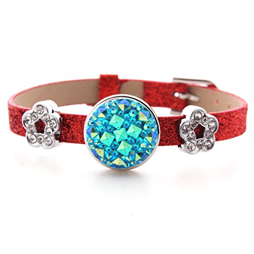 Ginooars Pack of 10 Colors Artificial Leather Snap Base Bracelets for 18mm Ginger Snap Charms