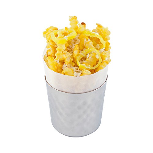 Hammered French Fry Cup, Metal Fry Cup - Stainless Steel - Mirrored Finish - 1ct Box - Met Lux - Restaurantware