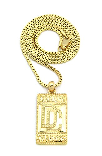 New DREAM CHASERS 'DC ' Pendant &2mm24" Box Chain Hip Hop Necklace XMP5BXG