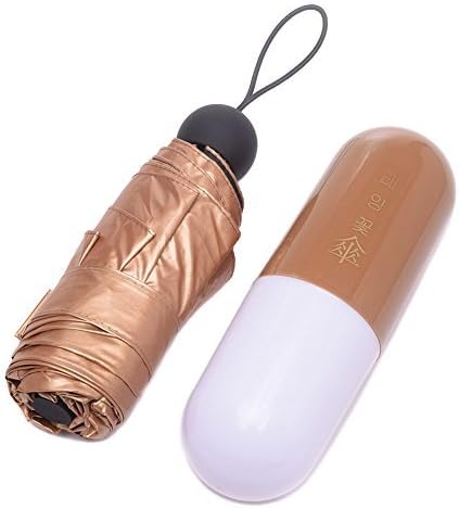 ENTESI Mini Umbrella, Super Light Small Folding with Capsule Case, Anti Ultraviolet, Waterproof, 5 Folding Travel Umbrella