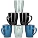 LVKH Blue Coffee Mug Set - Hand Made Stoneware Ceramic - (12.5 ounces, 6 pieces)