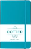Bullet Grid Journal - Index & Numbered Pages Dotted Grid Hard Cover Notebook, Thick Paper with Inner Pocket & 2 Bookmarks, Smooth Faux Leather with Label, 5.25" x 8.25" - Teal by Artfan